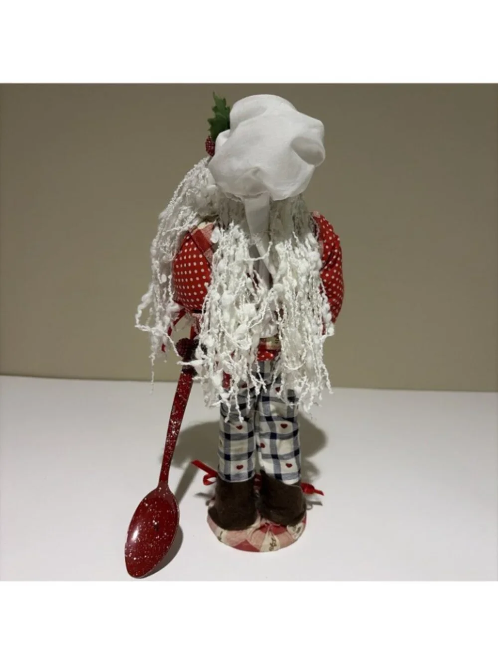 Vintage Baker Chef Kitchen Santa Claus Figurine Frosted Fruit Spoon 12